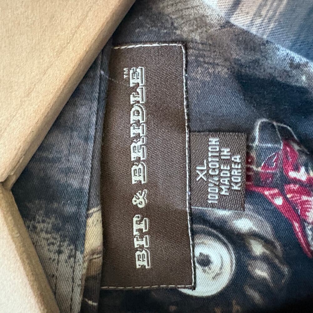Bit & Bridle Custom Tractors All Over Print Hot Rod Shirt XL Grunge Rockabilly - Picture 3 of 7